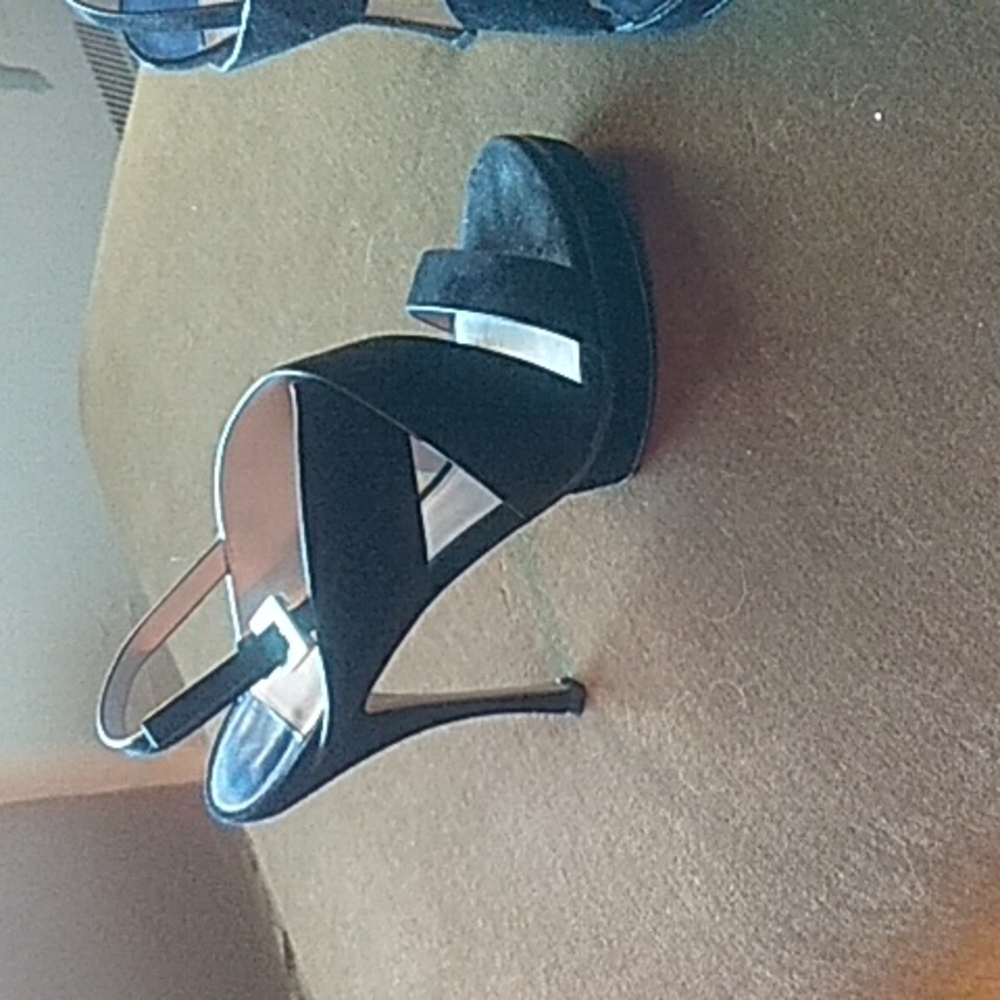 Stuart Weitzman / Black suede sandals / 9.5